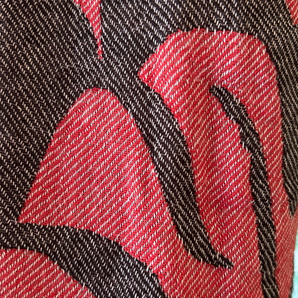 Green Monstera Leaf Set of 3 Coverup + Wrap Scarf Red + Black + Natural Belt - Picture 10 of 15